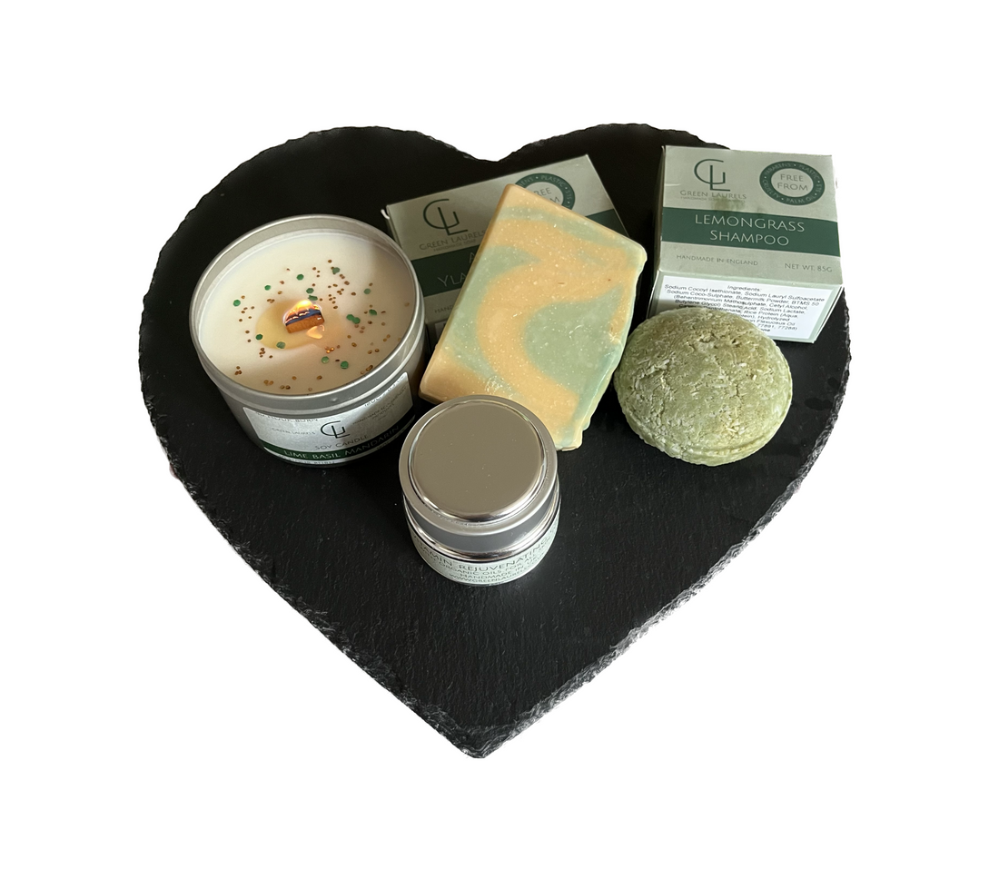 Green Laurels Products - Soap Bar, Shampoo Bar, Moisturiser and Candle
