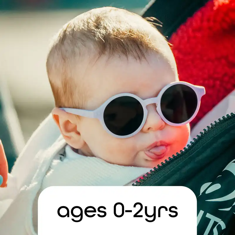 Small baby wearing white sunglasses