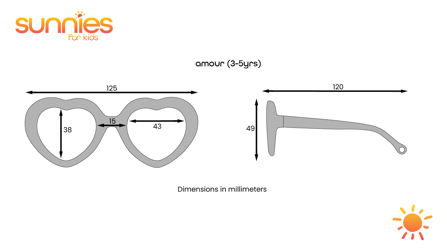 Size guide for Amour sunglasses