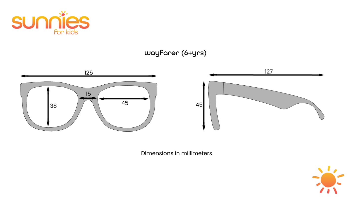 Size guide for Wayfarer sunglasses